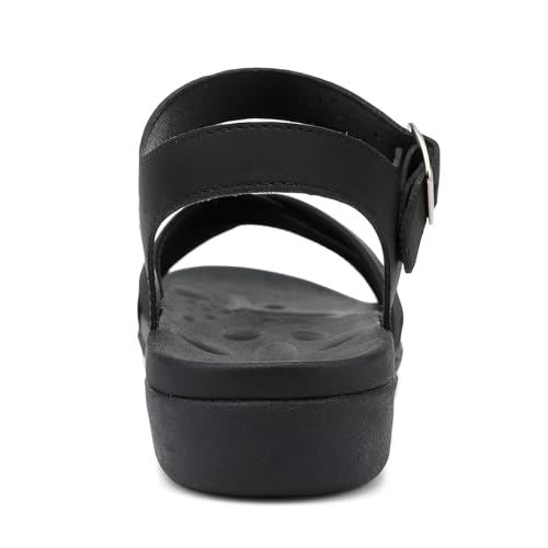 UTENAG Women's Comfortable Walking Flat Sandals Arch Support Ankle Strap Strappy Sandals4