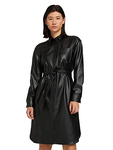 TOM TAILOR 1029627 Robe Chemise en Simili Cuir Femme ,14482 - Deep Black ,40