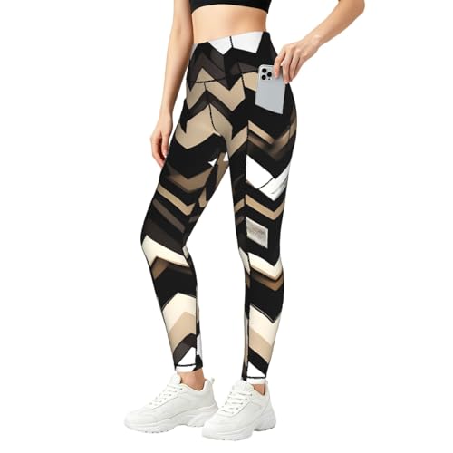 Legging de sport avec poches femme taille haute opaque sans transparence zigzag