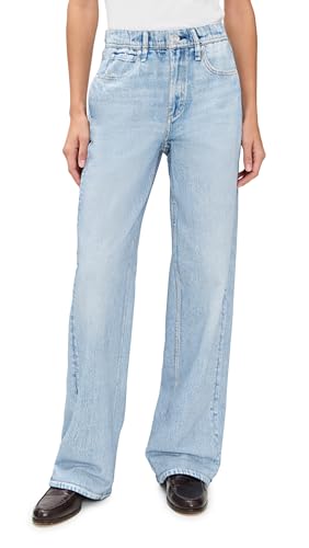 rag & bone Women's Miramar Terry Pull On Wide Leg Jeans, Aria, Blue, M
