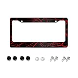 Uangerl Cool Cracks Red Black Decorative Front License Plate Frame Aluminum License Plate Covers Car...