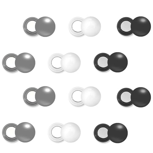 12 Pares Corchetes Magnéticos Dorsales, Soporte Números Maratón Sistema de Sujeción para Carreras Ciclismo Triatlón Equipo Deportivo (Negro, Blanco, Gris)