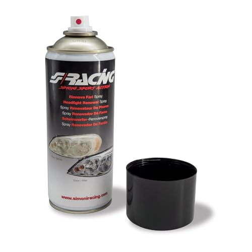 Simoni Racing BCP/H - Spray Ripristino Fari Ingialliti - Spray Rigenera Fanali ripristina la Luminosità dei Fari Ingialliti di Auto e Scooter - 400ml