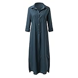 [JPAYAROGOAN] 袖ぽわん ドルマンスリーブ ワンピース ロング丈 ハーフジップワンピース レディース 夏 ロングドレス キャバ 袖有り リネン ワンピース 大きいサイズ Vネック 無地 シンプル 着瘦せ 通気性が良い エレガント 優しい おしゃれ チャーム付き カジュアル 女性 大人 旅行 母の日 ギフト(L,ブルー)