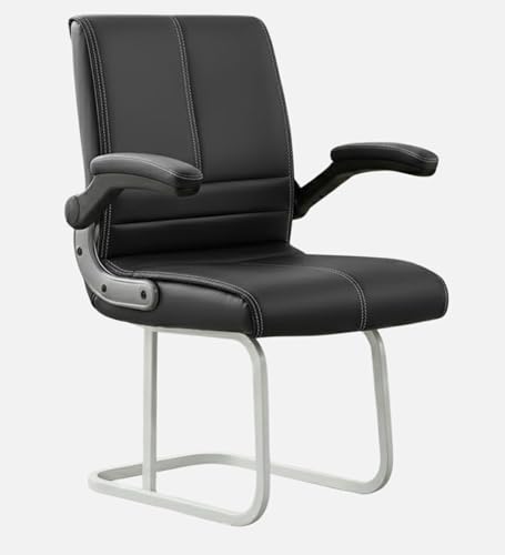 Image of NEWTURN Maxson Mid Back Office Visitor Chair, Adjustable Flip-Up Handles, Synthetic Rexine, Ergonomic Reception Chair, 1 Year Warranty (Black)