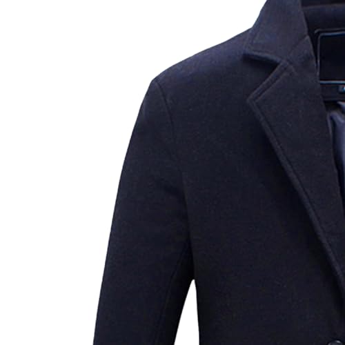 JEShifangjiusu Men'S Trench Coat Long Wool Coat Winter Classic Overcoat Top Pea Coat Casual Business Cotton Blend Jacket