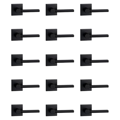 Image of NEWBANG Single Sided Dummy Door Handle for Closet or Pantry, Non-Turning Matte Black Reversible Interior Push /Pull Lever, HD1601-DB-Dummy-15P
