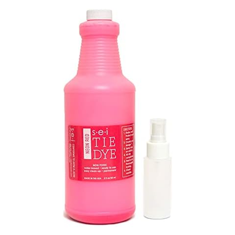 S.E.I Neon Red Tie Dye Kits for Large Groups, Fabric Dye, Large Tie Dye Kit for Big Projects and Fun Activities, 1-Quart-32 Ounces Cover