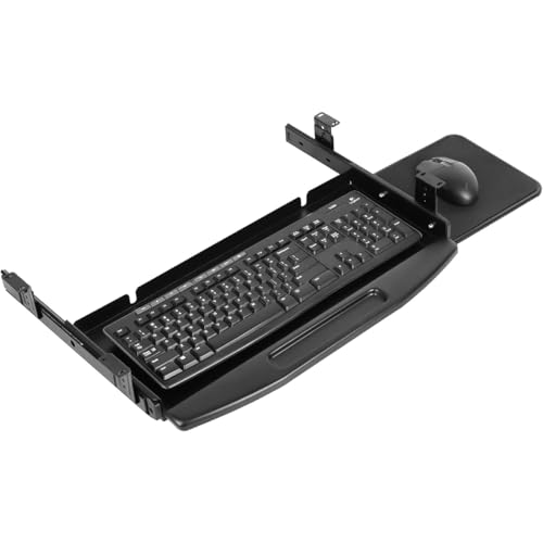 Bandeja Para Teclado Bajo El Escritorio, 50 Cm De Largo X 25 Cm De Ancho, Con Plataforma Giratoria De 360 ​​Grados Para RatóN, Bandeja Deslizable De Acero Para Escritorio De Oficina En Casa (Negra)