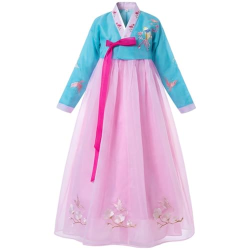 Fopytu Vestido Tradicional Coreano Hanbok para Mujer con Bordado Floral, Traje De Princesa De Palacio para Dama Coreana para Cosplay Y Actuaciones En Escenario.