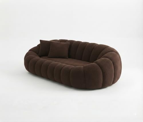 Image of CRAFTCITY 3 Seater Pumpkin Couch /Luxury Modern Upholstered Sofa for Living Room