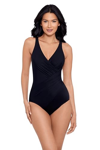 13 Best Supportive Swimwear for Big Busts for Women Over 50: Expert-Tested Bathing Suit Styles (2026) 5 Miraclesuit Women's Swimwear DD-Cup Solids Oceanus Tummy Control Underwire Bra One Piece Swimsuit, Black, 16DD