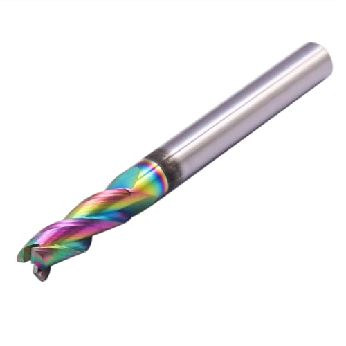 Image of 5Pcs 1 /4 inch 3 Flute Solid Carbide Square End Mills for Aluminum, DLC Coated | 37 Helix, 1 /4 inch Cutting Dia, 1 /4 inch Shank Dia, 3 /4 inch Length of Cut, 2-1 /2 inch Overall Length for Milling Aluminum and Copper