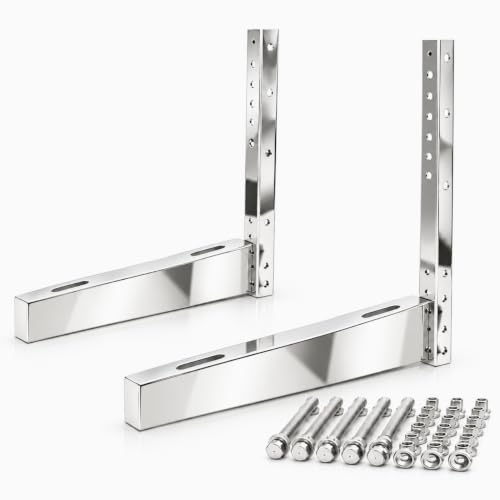 Image of SS304 Elite Series Stainless Steel Outdoor AC Stand Wall Mount Bracket (2-5 Ton), 2 mm Thick, 24 Inch Arms, Complete Stainless Steel Hardware Kit