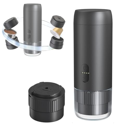 FACAIIO Mini cafetera de espresso portátil de 20 bares de presión, cafetera recargable por USB con molinillo de viaje, camping, hogar, oficina, color negro