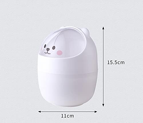 Mini Trash Can, Cute Animal Desktops Trash Bin with Lid, Protable Rubbish Storage, Paper Bin, Garbage Bin for Office Kids Bedroom Use, 11*15.5 cm, 4L (Yellow)