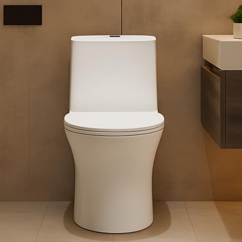 Image of KrissKross One-Piece Ceramic Western Toilet, Dual-Flush Water-Saving, Soft-Close Seat, Rimless Hygienic Design, Compact Elongated Bowl, Floor-Mounted, White