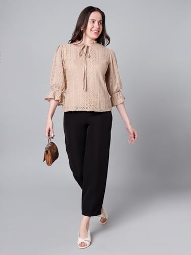 Image of Style Quotient Women Summer Blue Lace Caual Top
