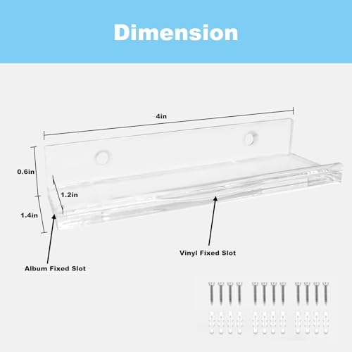 Gminco Vinyl Record Holder Storage Wall Mount Shelves, Clear Acrylic Cd Rack Record Music Album Shelf 4 Pack For Wall Decor Display Kids Bookshelf Magazine Rack Picture Ledge Bedroom Living Room Kitchen thumb #1