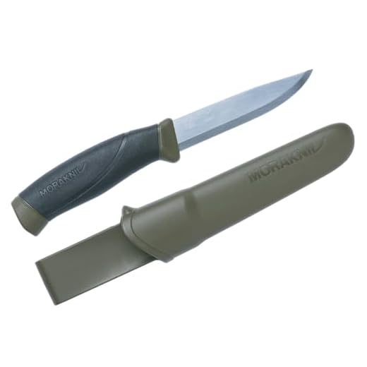 Morakniv Companion Carbon Steel Fixed-Blade Knife with Sheath, 4.1 Inch, Military Green
