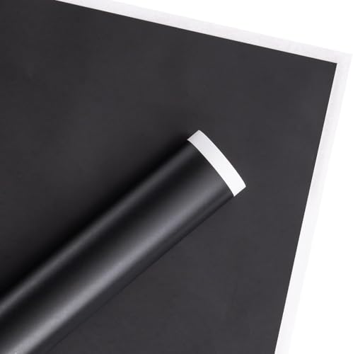 Image of Zarwani - 10 Sheets Korean Style Waterproof Black Bouquet Wrapping Paper (58cm x 58cm, 60 Microns) | White Border Design, Giftwrap for Flowers & DIY Gift Wrapping Paper (10, White Border Black)