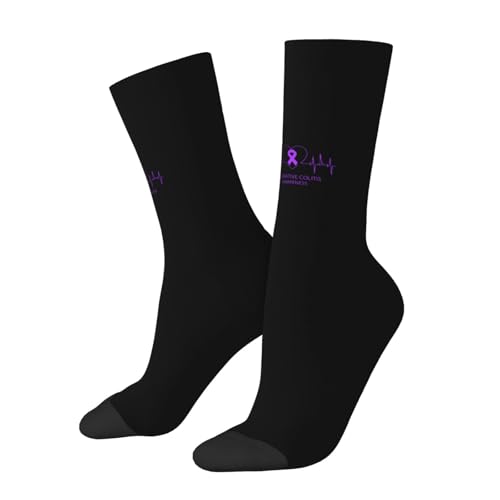 Ulcerative Colitis Awareness Moisture Wicking Crew Socks Athletic Half Calf Socks Unisex Novelty Design Comfortable Breathable52
