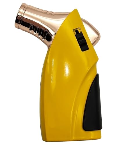 Encendedor de soplete recargable con 3 llamas amarillo