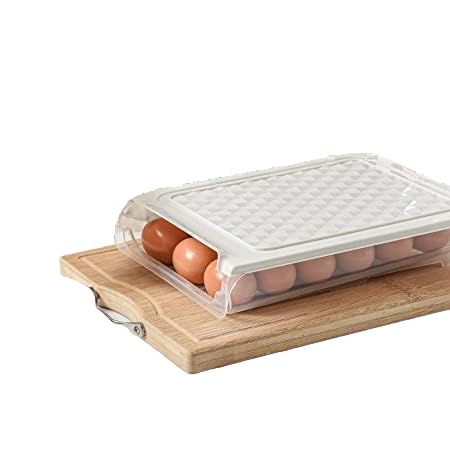 GNOLY Egg Storage Box Single Layer 18 Grid Egg Tray Box Holder for Unbreakable Refrigerator Kitchen Food and Vegetable Egg Storage Container Wit Lid