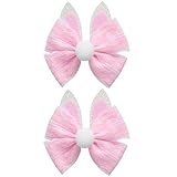 2PC Easter Bunny Ears Hair Bow Clips 4 Inch Rabbit Hair Accessories Spring Party Supplies Pink