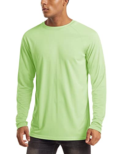 Magcomsen Quick Dry Shirts For Men Upf 50 Long Sleeve Uv Protection Shirts Athletic T-Shirt Men Rash Guard For Men Hiking Shirt Mens Uv Shirts For Men Light Green #TOP18