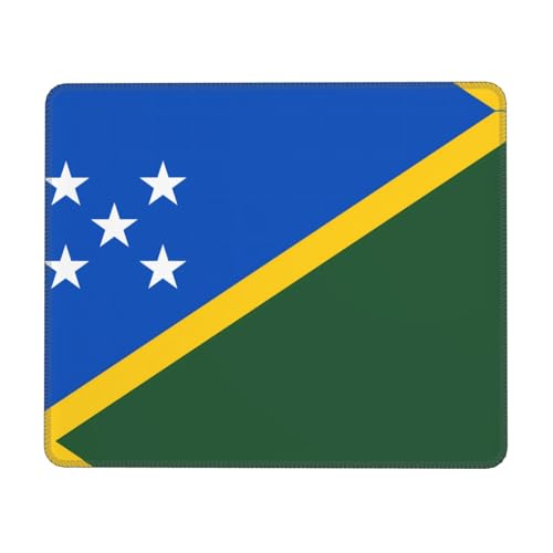 Tapis de souris carré avec motif drapeau des îles Salomon - Pour bureau, ordinateur portable - Sans fil - Base en caoutchouc antidérapant - Lavable - 17,8 x 21,8 cm