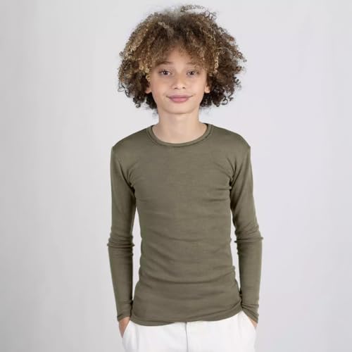 Kid's Thermal Base Layer Top, Merino Wool Silk Blend | Long Sleeve Undershirt | Soft, Warm, Breathable, Sizes 2–152