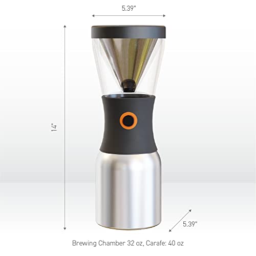 Asobu Coldbrew Portable Cold Brew Coffee Maker With a Vacuum Insulated 1 Liter Stainless Steel 18/8 Carafe Bpa Free (Wood)