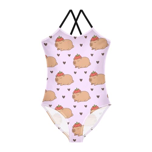 Image of Girls One Piece Swimsuits, Lion Beach Bathing Suit Sport Halter Swimwear, 3T
