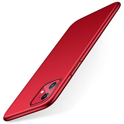 TORRAS Slim Fit Compatible for iPhone 11 Case 6.1 inch, Hard Plastic PC Ultra-Thin Phone Cover Case with Matte Finish Coating Grip for iPhone 11 Phone Case, Lucky Red