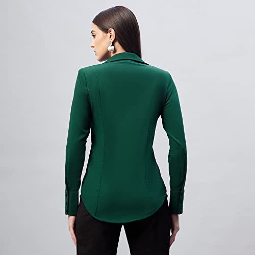 Image of Carlton London Women's Polyester Solid Regular Fit Shirt