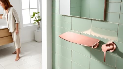 Image of Aquieen Luxury Series Wall Mounted Basin Mixer Hot & Cold with Diverter Body & Exposed Part Kit (Bianca) (Rose Gold)
