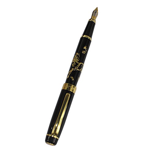 Gullor Engraved Horse Pattern Calligraphy Fountain Pen 1015 Has A Smooth Elegant Appearance And Gold Bent Nib #TOP10
