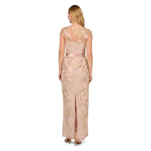 Image of Adrianna Papell Cascading Floral Embroidered Long Column Gown
