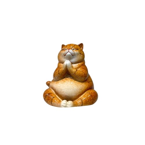 Image of AUGEN Polyresin Kitten Praying Statue Showpiece for Home Decor Decoration and Gifting (1767F1, 10.5cm)