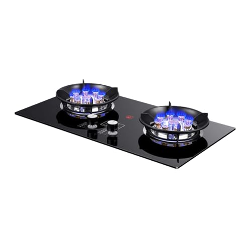 BZJPRFC Cocina De Gas De 2 Quemadores, 5,2 KW, 9 Cavidades, Temporizador De Fuego Alto, Cocción Superior con Protección contra Apagado De Llama Y Temporizador(NG)