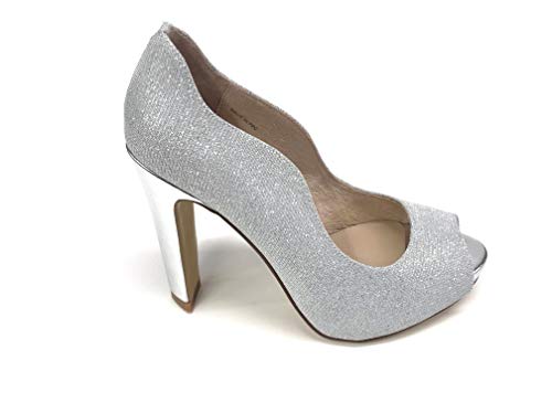 spuntate con tacco donna Cafe Noir Decolte Open Toe Glitter Argento (40 EU)