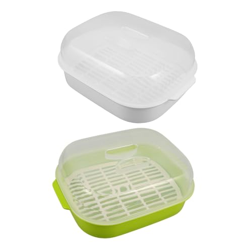 NUOLUX 2個耐熱食品グレードプラスチック製電子レンジ蒸し器 クリア蓋付き蒸籠容器 野菜 餃子調理用収納ボウル 冷凍保存対応マイクロ加熱