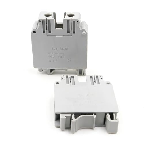 JDOUNFMO 10Pcs UK 35N High Foot DIN Rail Terminal Block 150A 1000V Screw Connection High Voltage Conductor(UK-35N-10PCS-GRAY)