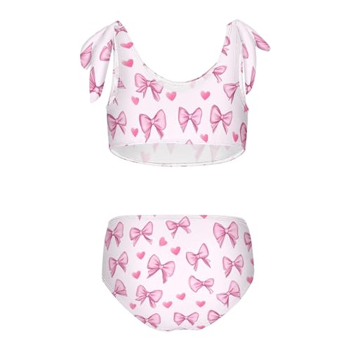Wusikd Pink Bows Girls Swimsuits Two Piece Hearts Swimwear Bikini Set for for Girls Size 3T2