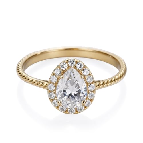 1.2 Carat (ctw) Pear Cut Halo Lab-Grown Diamond/Moissanite Wedding Ring Engagement Ring for Women,925 Sterling Silver/10K/14K/18K Real Gold Engagement Rings Jewelry, Size 3-14