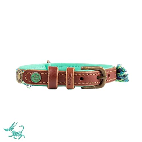 DWAM Dog with a Mission - Hundehalsband - Verstellbar - Weichem Leder – Blau – XS – Leder – Halsumfang zwischen 23–29 x 2 cm – Boho Juan