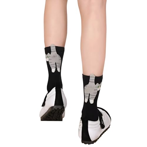 3 Pairs of Adorable Cat Socks with Balls – Funny Soft Cotton Animal Crew Socks for Women and Men, Novelty Gifts for Cat Lovers4