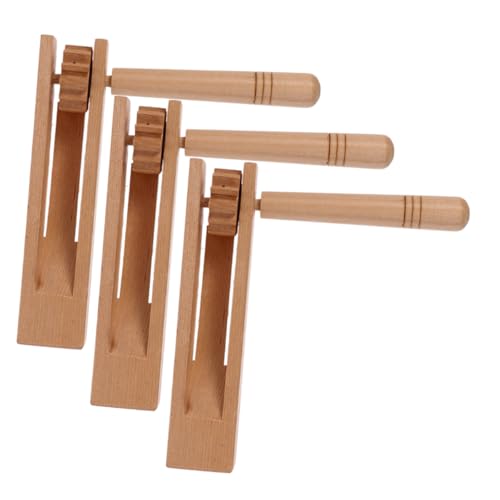 CIYODO 3pcs Long Handle Wooden Castanet Percussion Instrument for Musical Education Early Learning and Coordination Development and Easy to Grip for Sporting Events