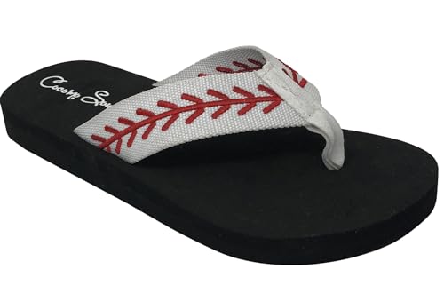 Cocomo Soul Baseball Flip Flops | Embroidered Slippers for Women | Baseball Mom Sandals